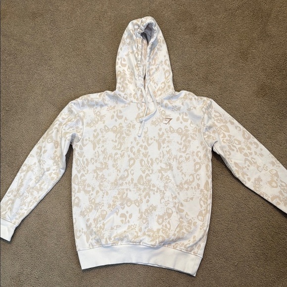 Gymshark White and Cream Patterned Hoodie - Picture 1 of 7